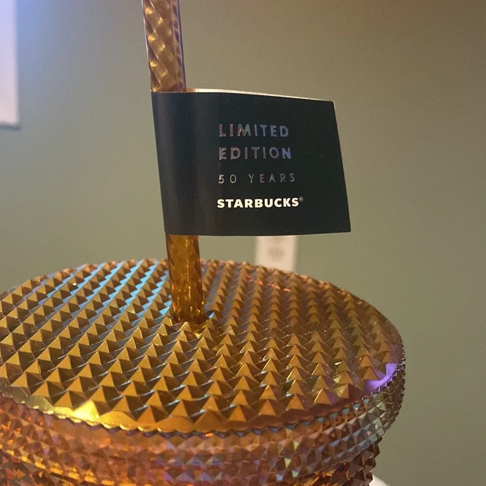 BNWT Starbucks 50th anniversary gold iridescent honeycomb tumbler!